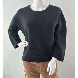 Everlane Ribbed Black Crew Neck Boxy Pullover Sweatshirt Sweater size Small